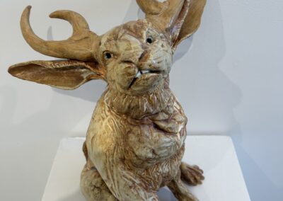 Robin Henschel, Jackalope at Rest, Stoneware and porcelain, 19"x14"x11", $678
