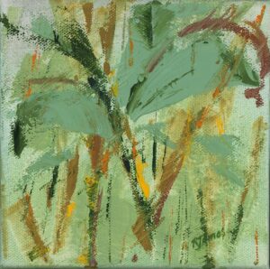 Rose James, Botanical Abstract #7, Oil on gallery wrap canvas, 6"x6"x1.25, $225, Unframed, gallery wrapped